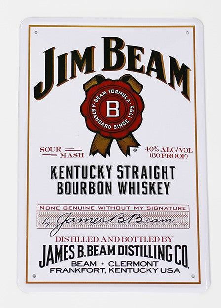 Jim Beam weiss, Blechschild, 20x30cm