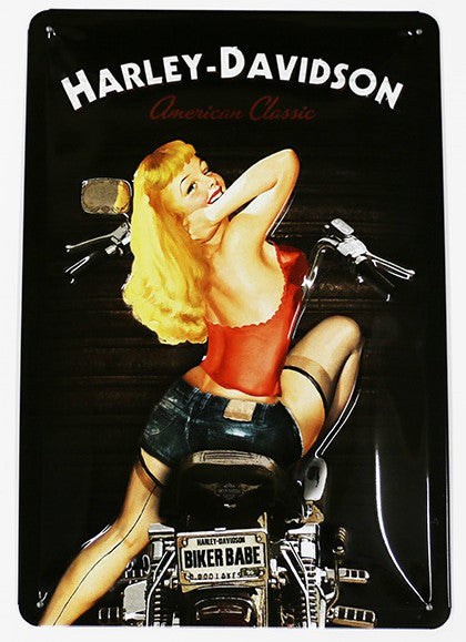 Harley Davidson Biker Babe, Blechschild, 30x20cm