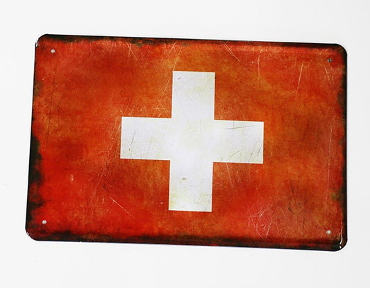 Schweiz Wappen Fahne, Blechschild, 30x20cm